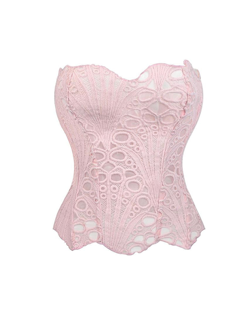 Ladies Elegant Lace Back Tie-up Tube Top Tummy Shaper Top