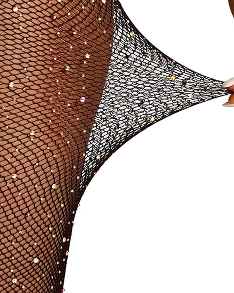 Women's Sexy Elastic Super Shiny Rhinestone Fishnet Stockings