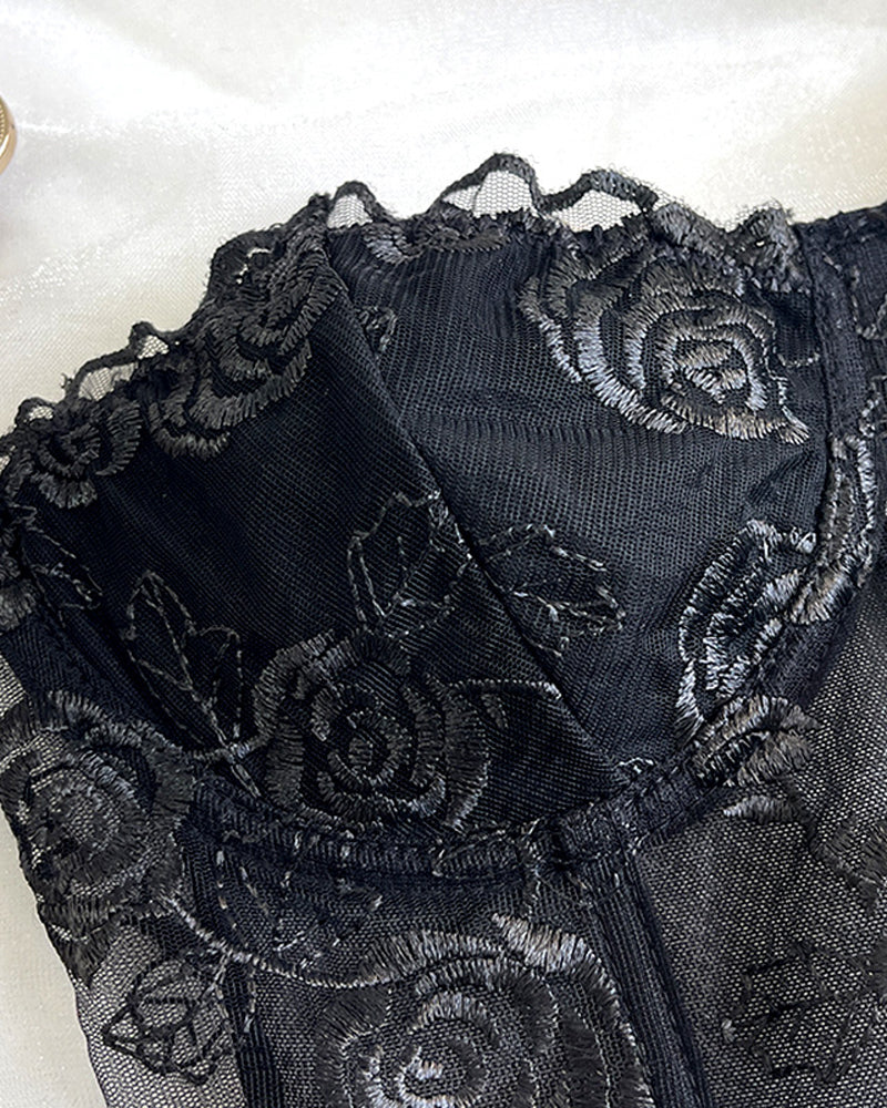 Sexy Flower Lace Mesh Herringbone Tube Top