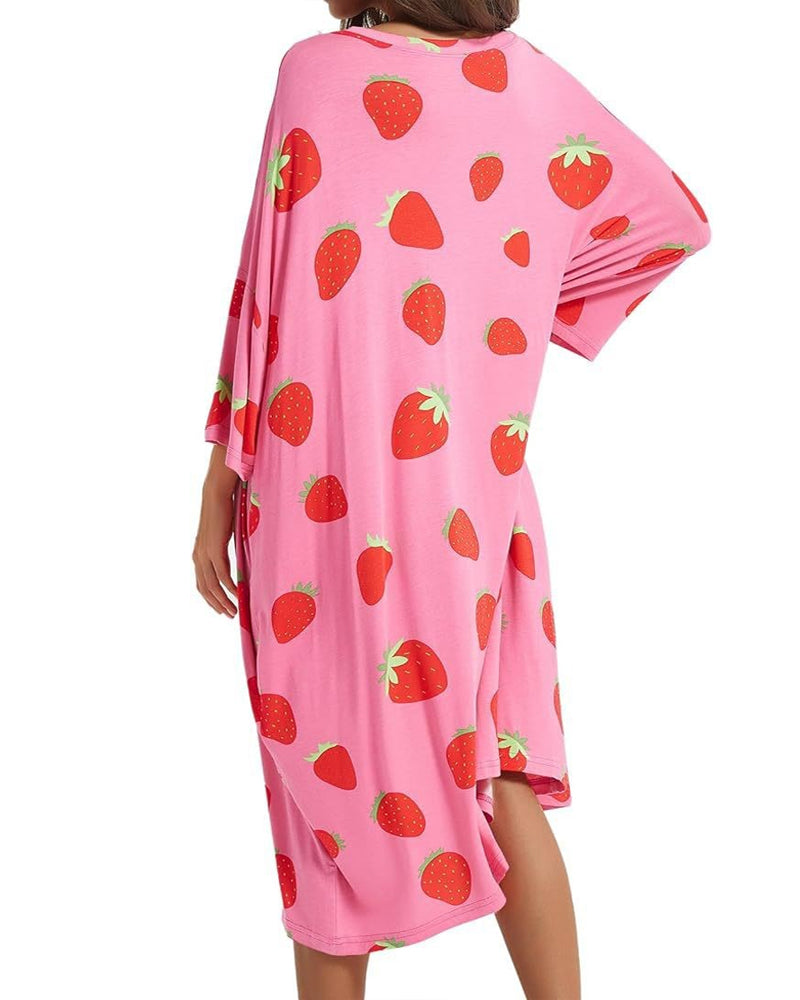 Women's Casual Printed Short Sleeves With Pockets Loose and Comfortable Home Wear