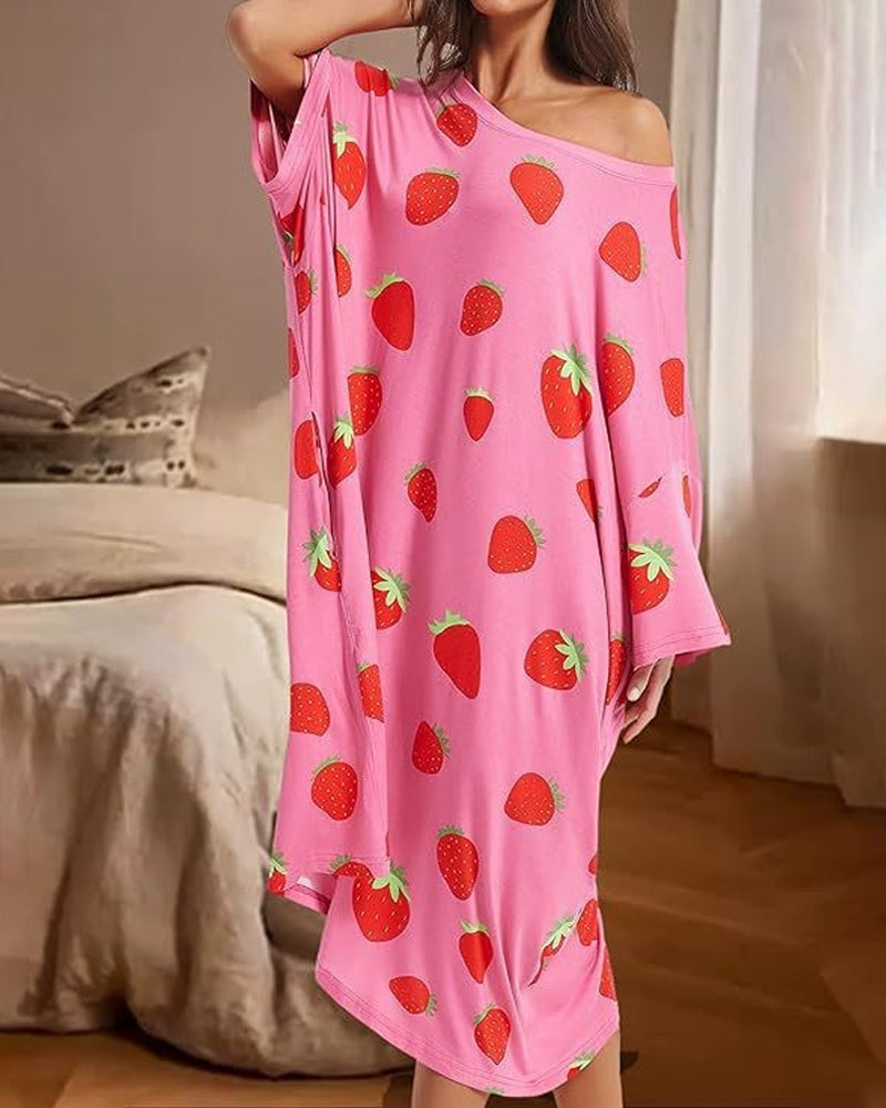 Women's Casual Printed Short Sleeves With Pockets Loose and Comfortable Home Wear