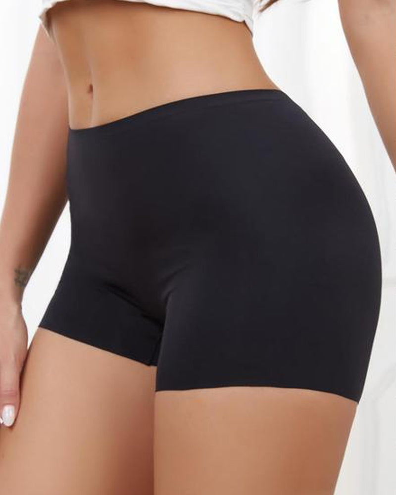 Women's Leopard Print/Solid Seamless Comfortable Breathable Boxer Briefs