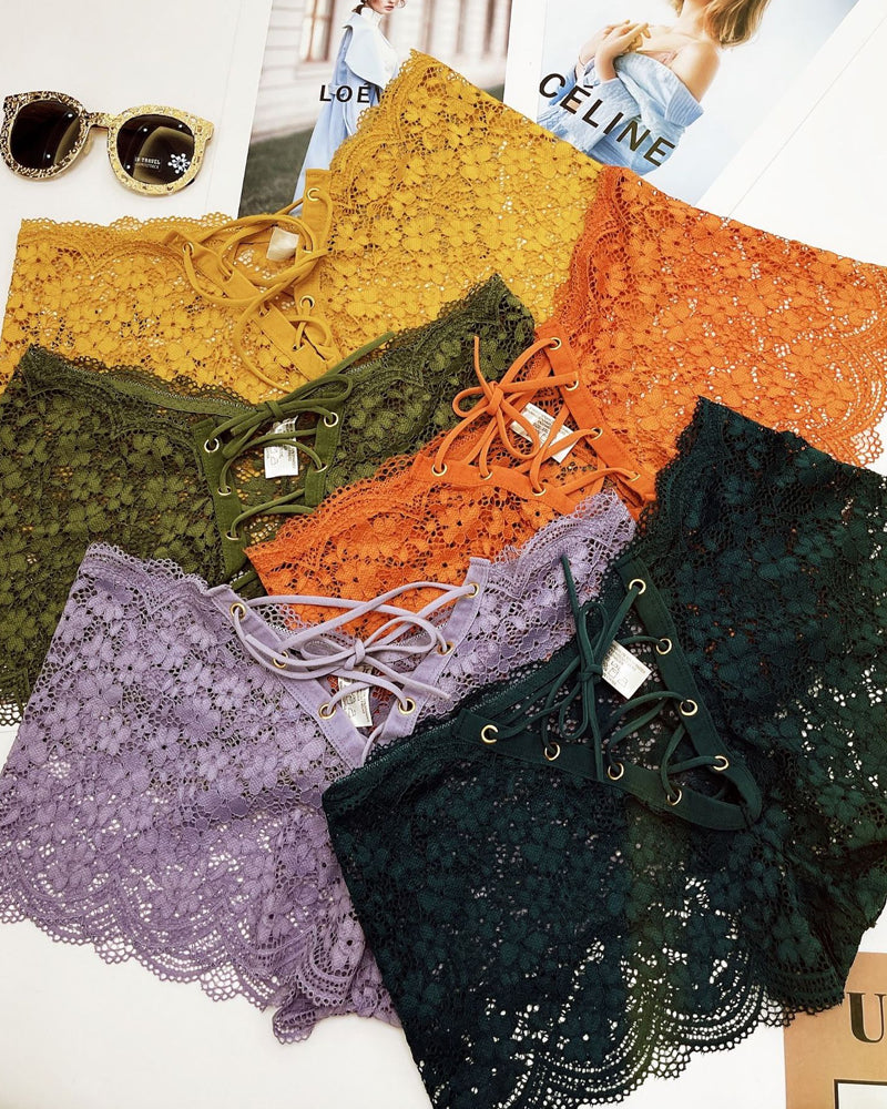 Women's Sexy Flower Lace Back Waist Tie Design Panties