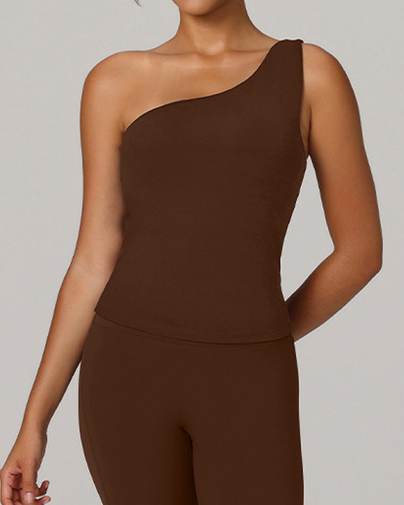 One-Shoulder Waist-Hugging Quick-Drying Sports Vest