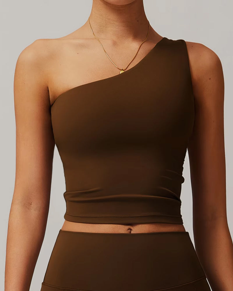 One-Shoulder Waist-Hugging Quick-Drying Sports Vest