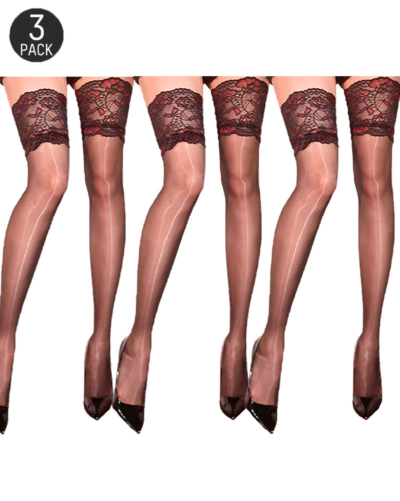 3-Pack Sexy Diamond Lace Stockings
