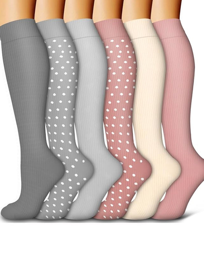 6 Pairs Of High-Elastic Breathable Calf Compression Socks For Sports and Fitness