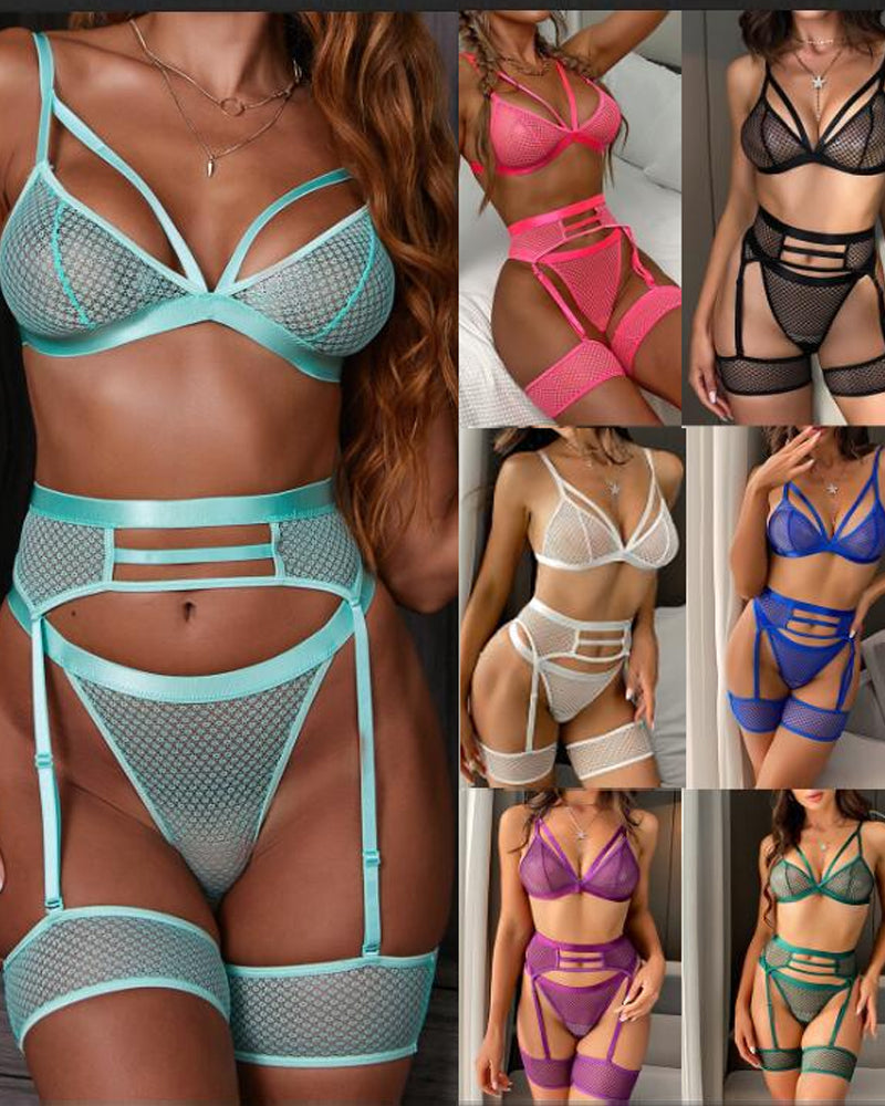 Sexy Transparent Mesh Underwear Set