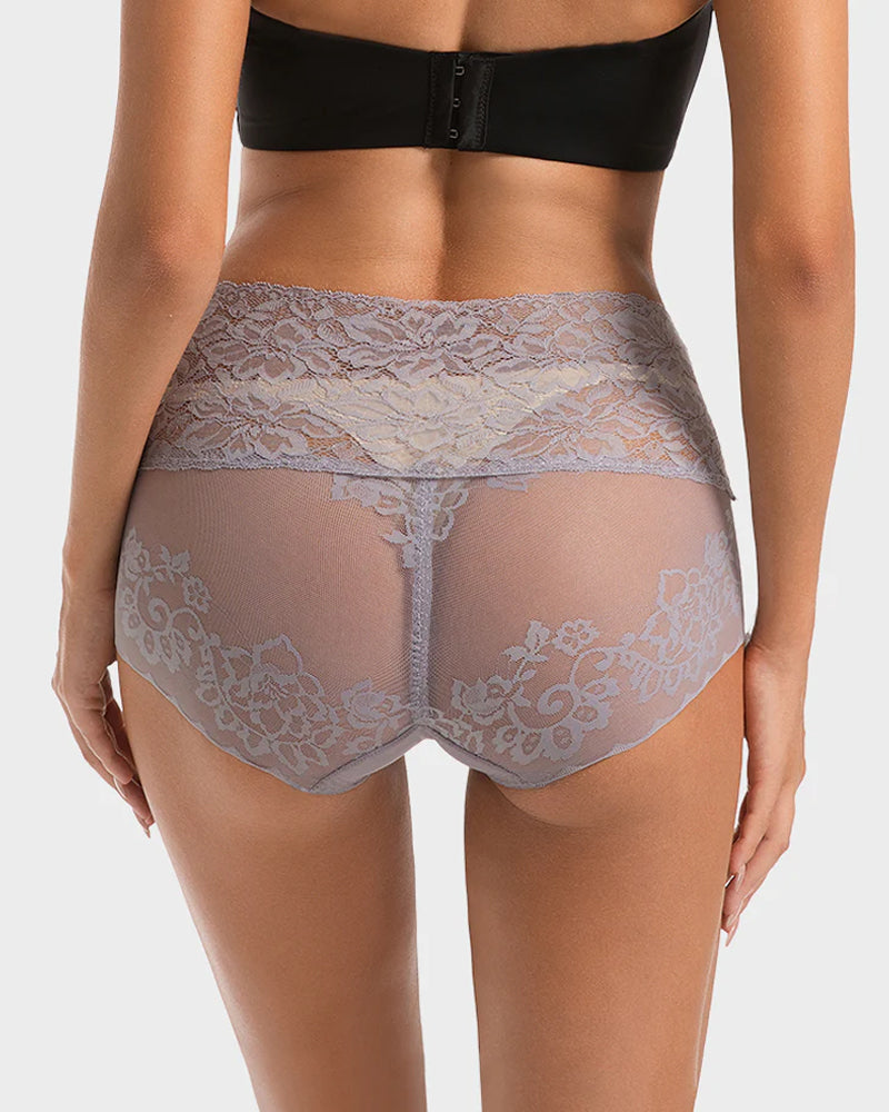 3-Pack High-Waist Lace V-Shaped Breathable Tummy-Control Panties