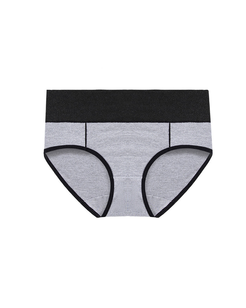 Women's Mid-Rise Colorblock Plus Size Cotton Butt Lifting Waist Briefs