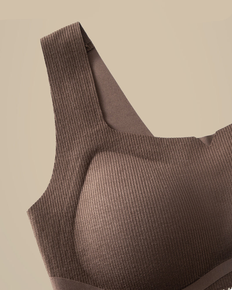 Solid Color No-Wire Seamless Push-Up Casual Vest Bra