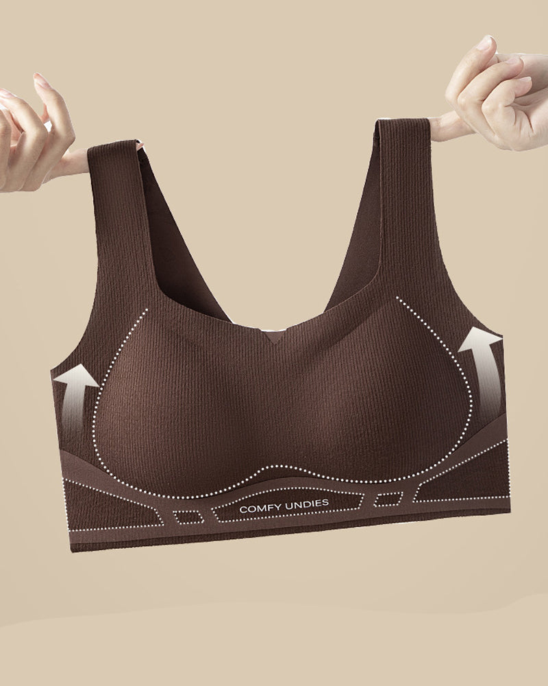 Solid Color No-Wire Seamless Push-Up Casual Vest Bra
