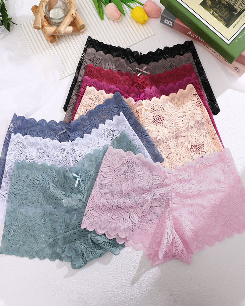 Women's Cotton Bottom Semi-Transparent Seamless Soft Lace Panties