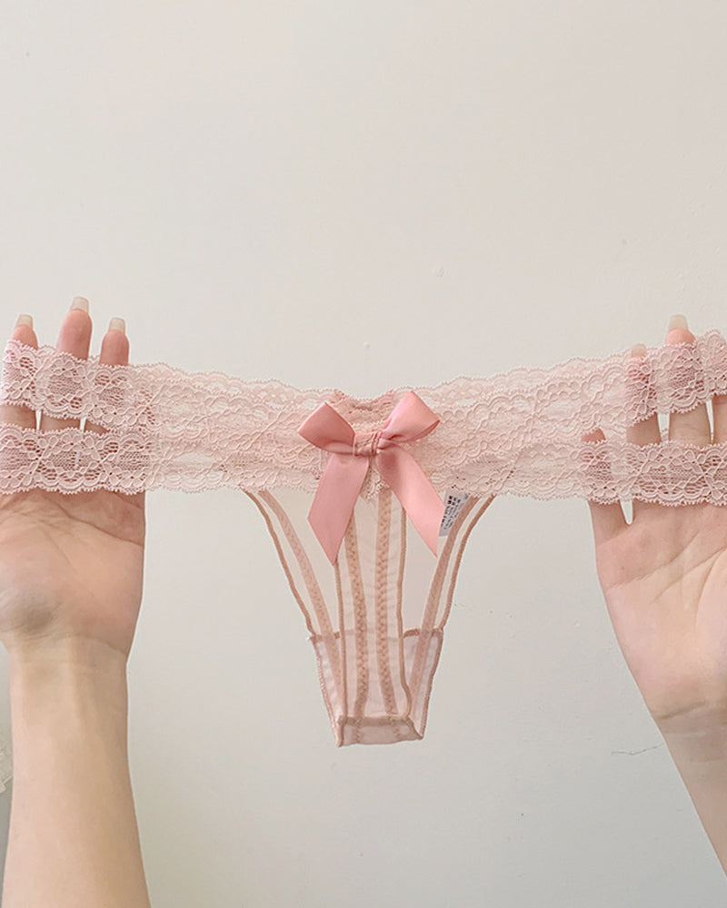 Sexy Colorblock Lace Low-Rise See-Through Mesh Thong