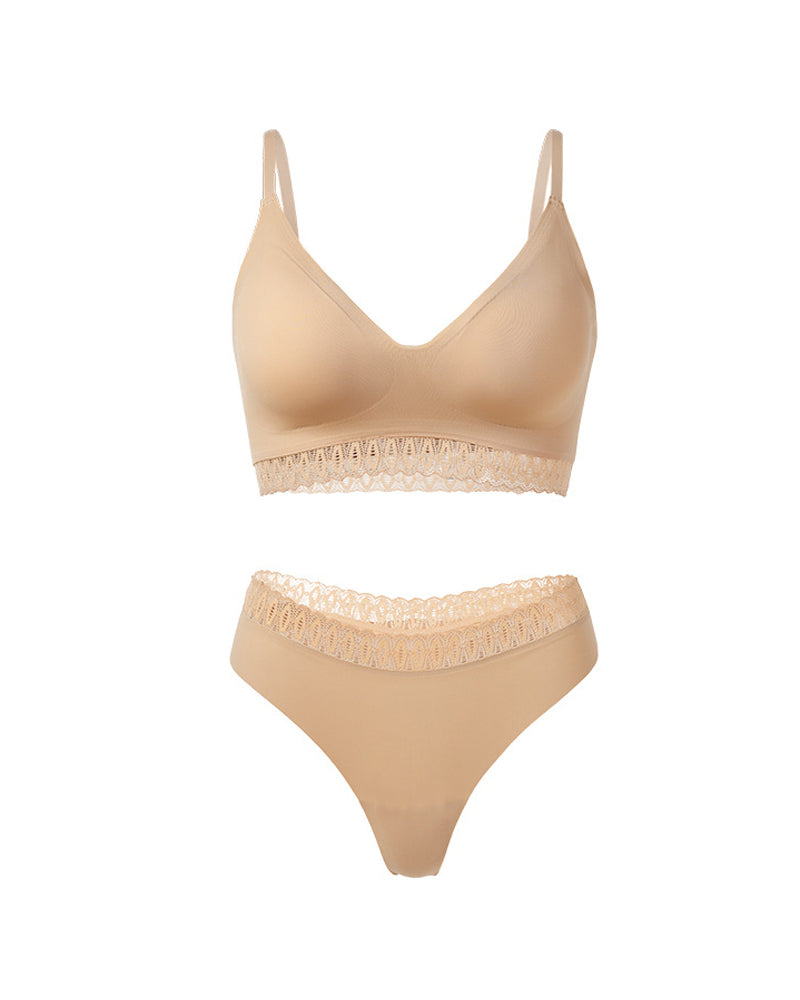 Seamless Sexy Lace Splicing Beautiful Back Underwear Set