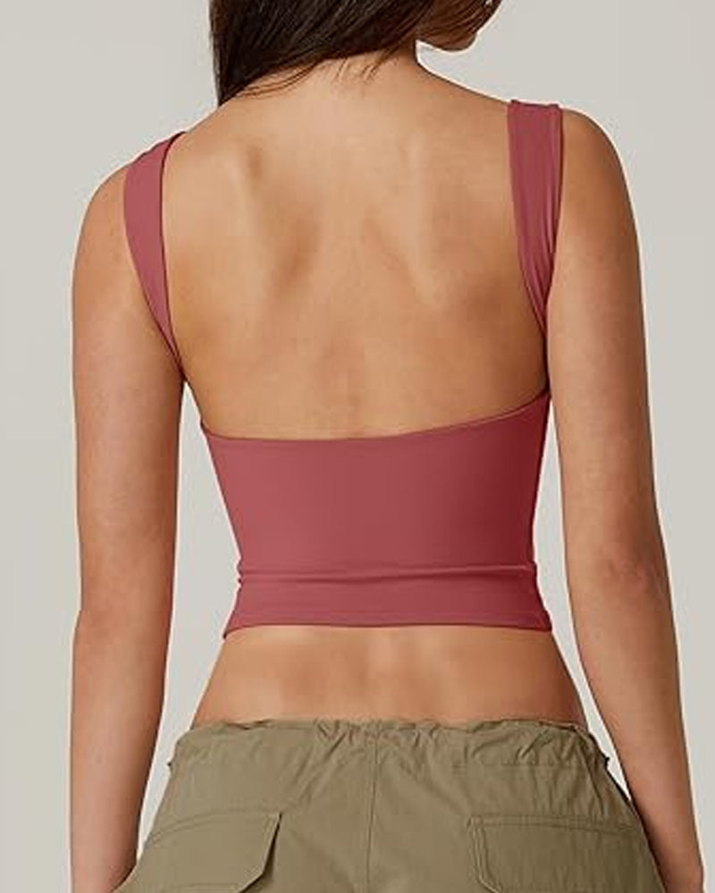 Women's Sexy Solid Color Seamless Backless Sleeveless Short Vest