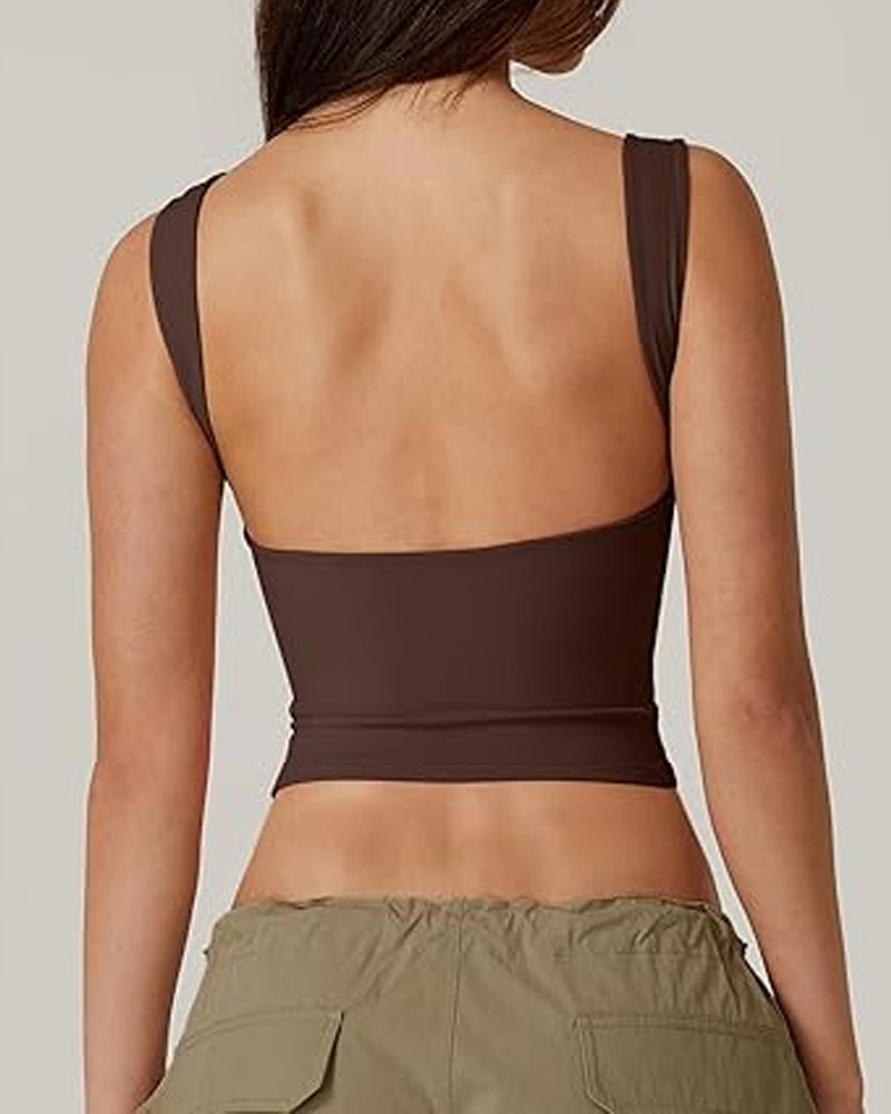 Women's Sexy Solid Color Seamless Backless Sleeveless Short Vest