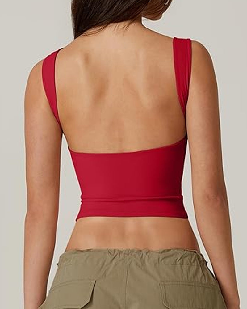 Women's Sexy Solid Color Seamless Backless Sleeveless Short Vest