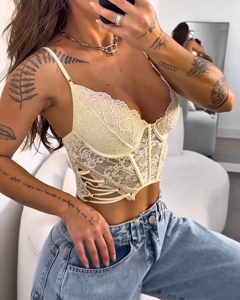 Sexy Lace Sheer Corset Top
