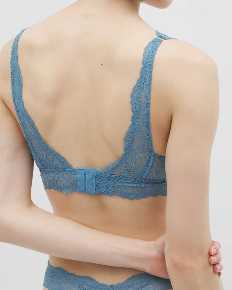 Women's Deep V Knitted Lace Bra