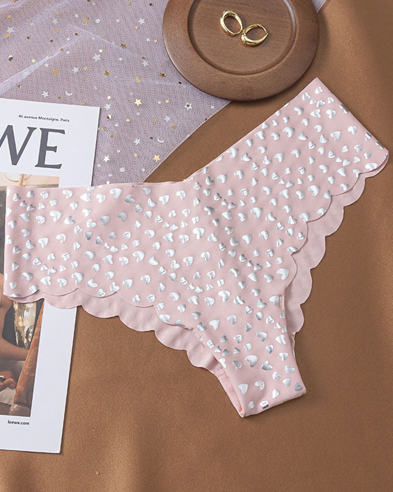 Sexy Seamless Ice Silk Heart Star Printed Panties