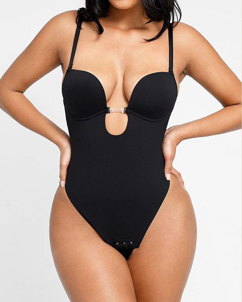 Backless U Plunge Shapewear Thong Bodysuit