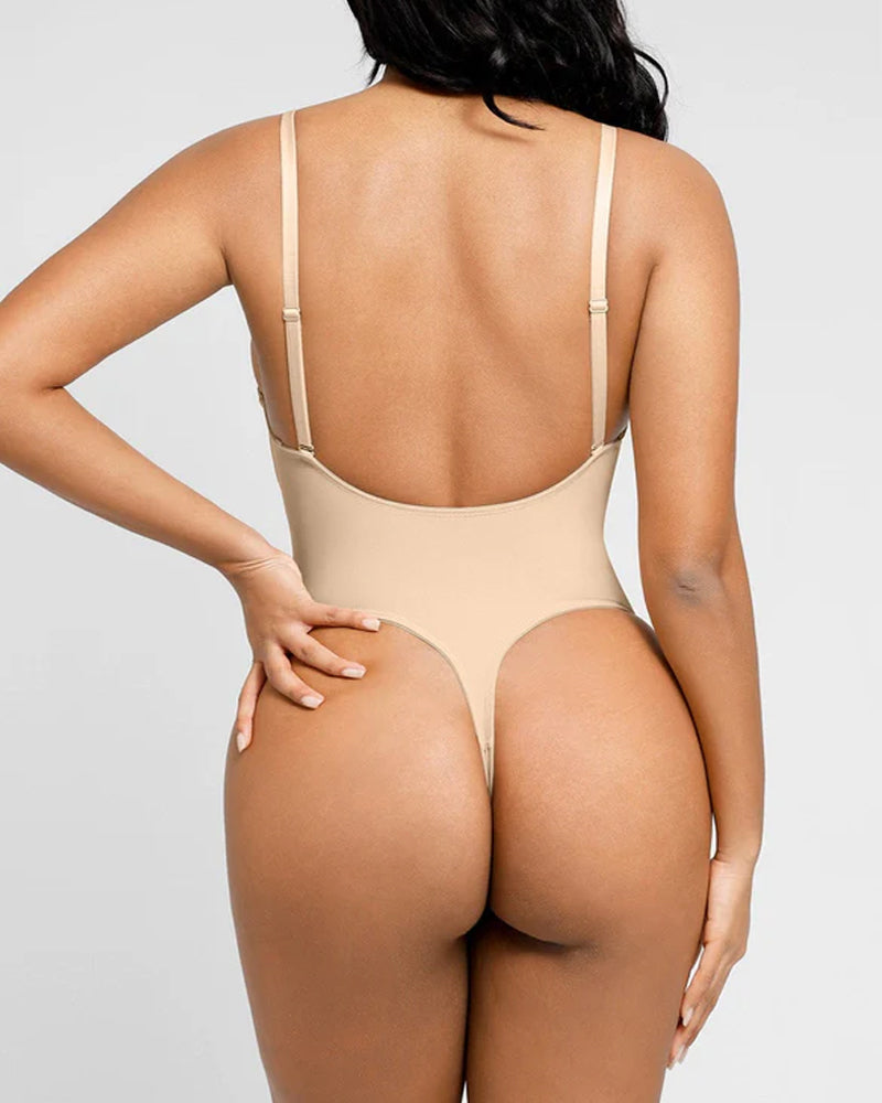 Backless U Plunge Shapewear Thong Bodysuit