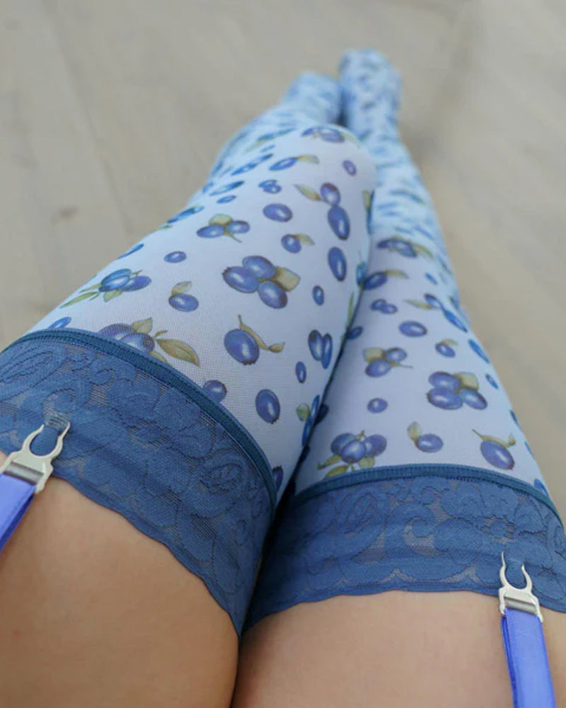 Lace-trimmed Stretch Stockings With Fun Prints