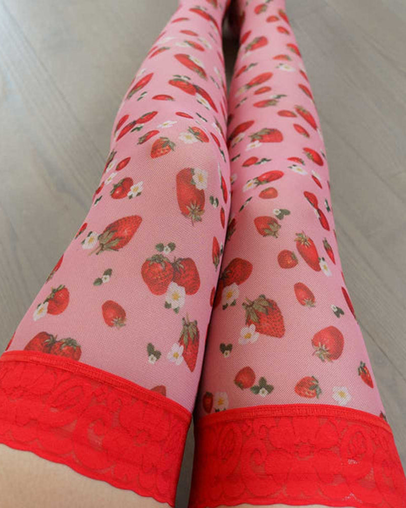 Lace-trimmed Stretch Stockings With Fun Prints