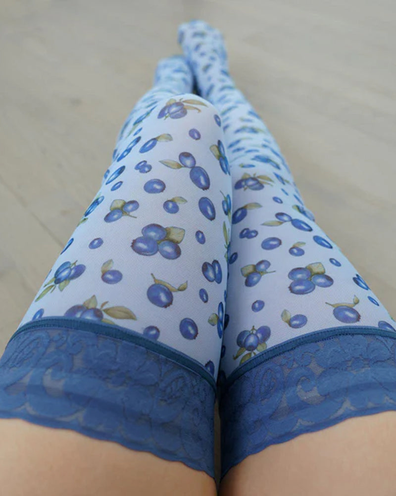 Lace-trimmed Stretch Stockings With Fun Prints