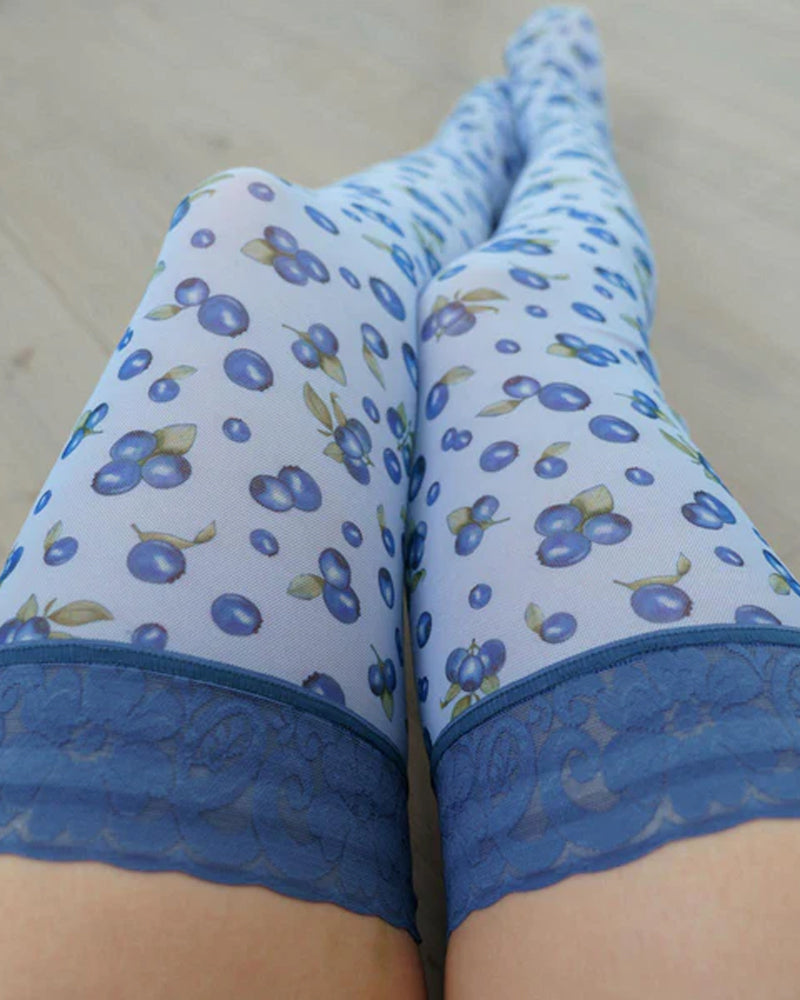 Lace-trimmed Stretch Stockings With Fun Prints