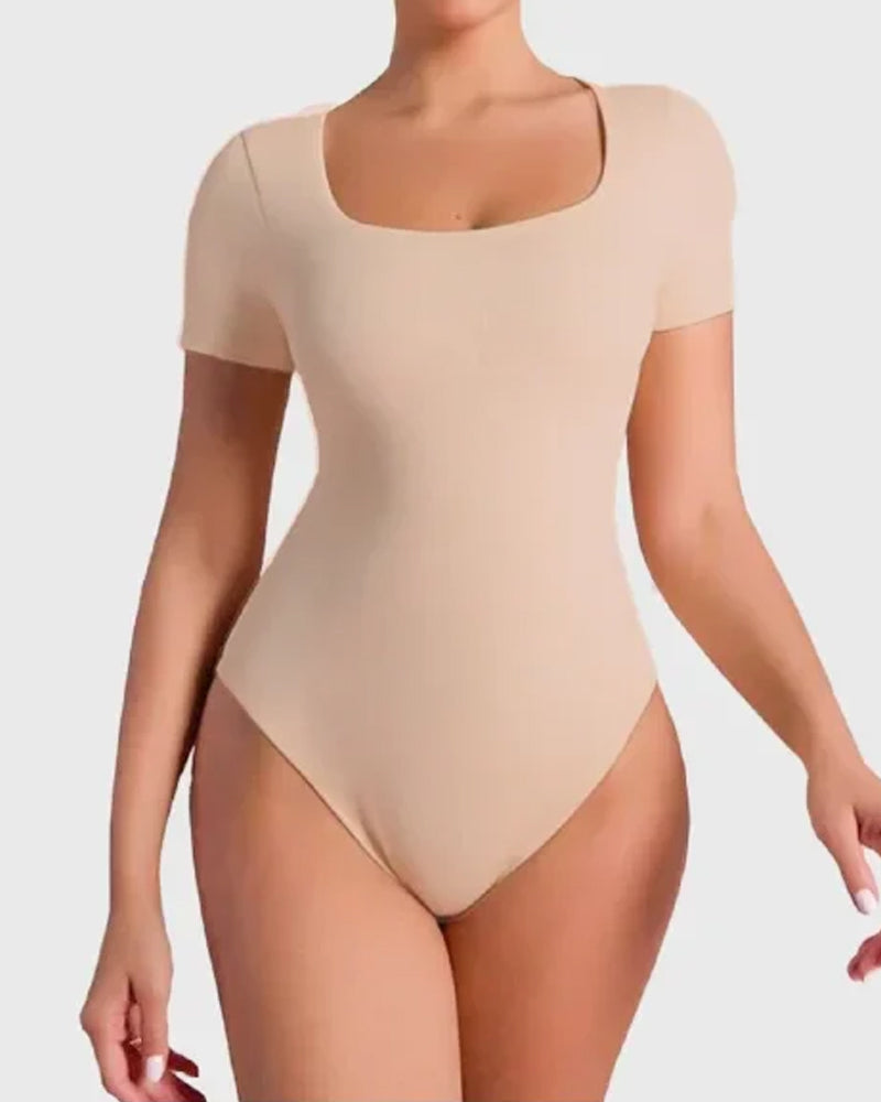 Women's Tummy-Control Seamless Shaping Short-Sleeved Bodysuit