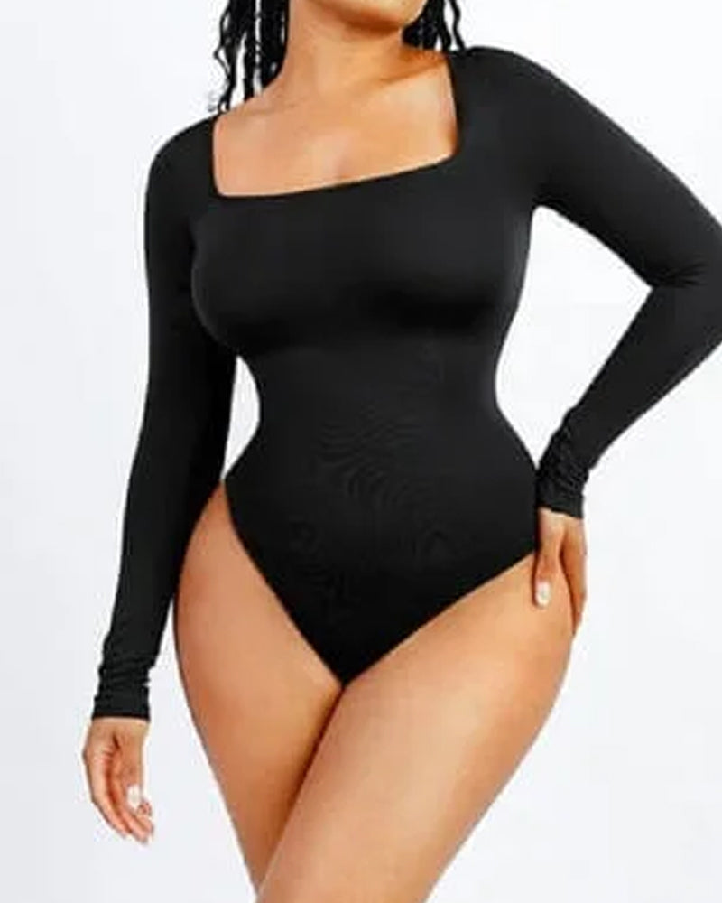 Women's Tummy Control Seamless Shaping Long Sleeve Bodysuit