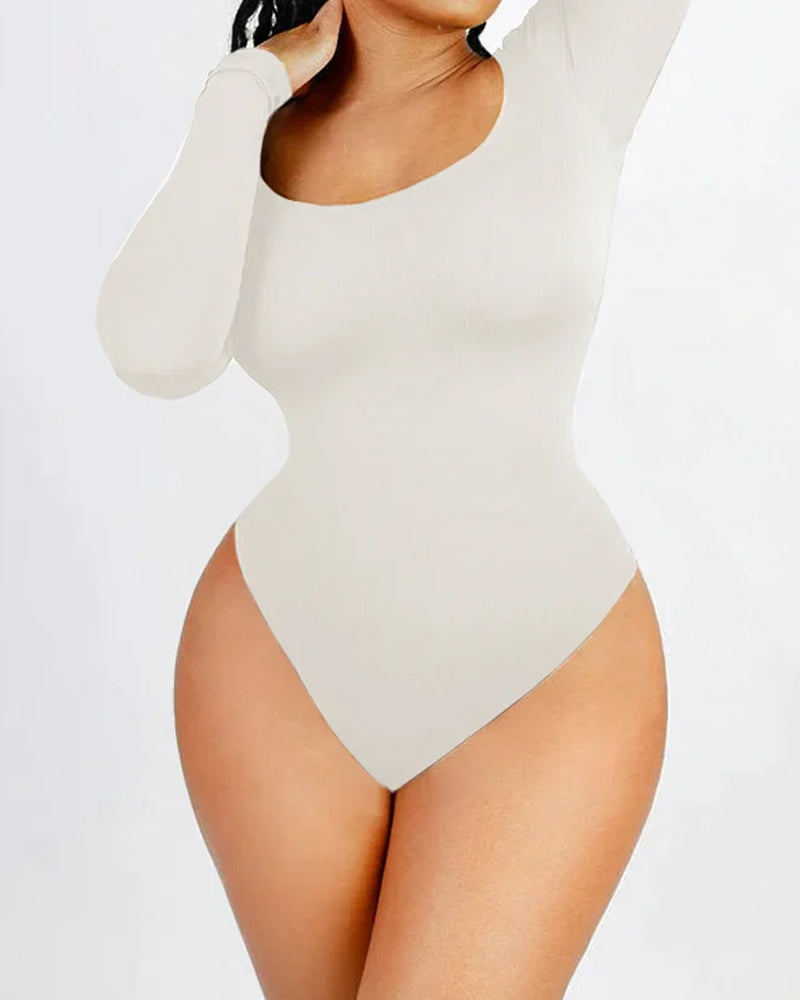 Women's Tummy Control Seamless Shaping Long Sleeve Bodysuit