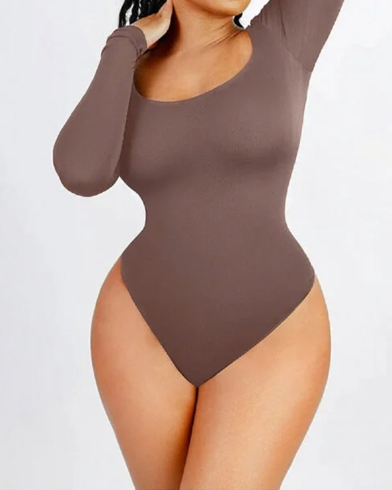 Women's Tummy Control Seamless Shaping Long Sleeve Bodysuit