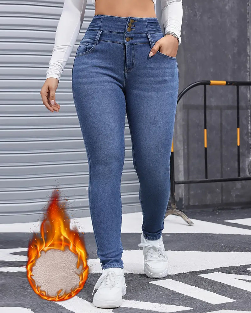 Women's High-stretch Fleece-lined Thickened Jeans