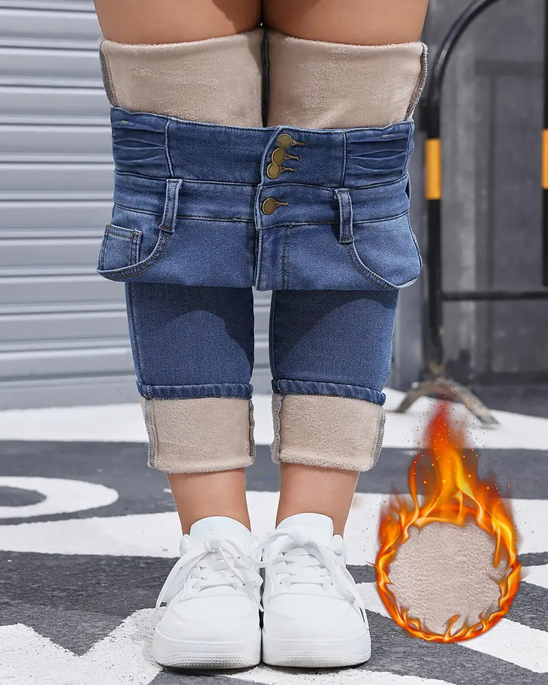 Women's High-stretch Fleece-lined Thickened Jeans