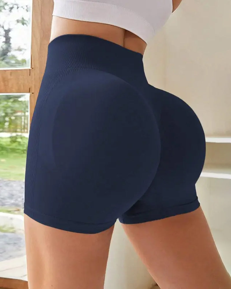 High Waist Tummy Control Side-Ribbed Butt-Lifting Seamless Shorts