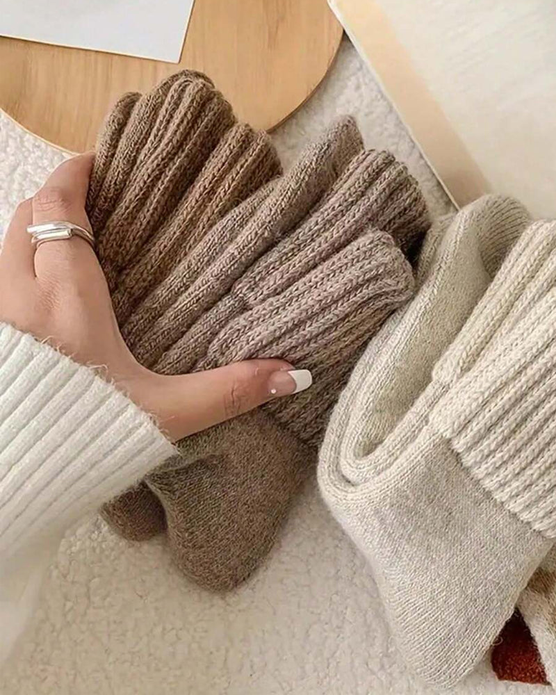 5-Pack Warm Thick Knit Soft Casual Mid-Tube Plush Socks