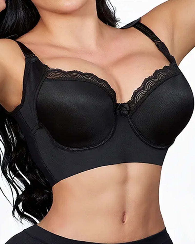 Women Wide Back Underwired Longline Corset Push Up Bras