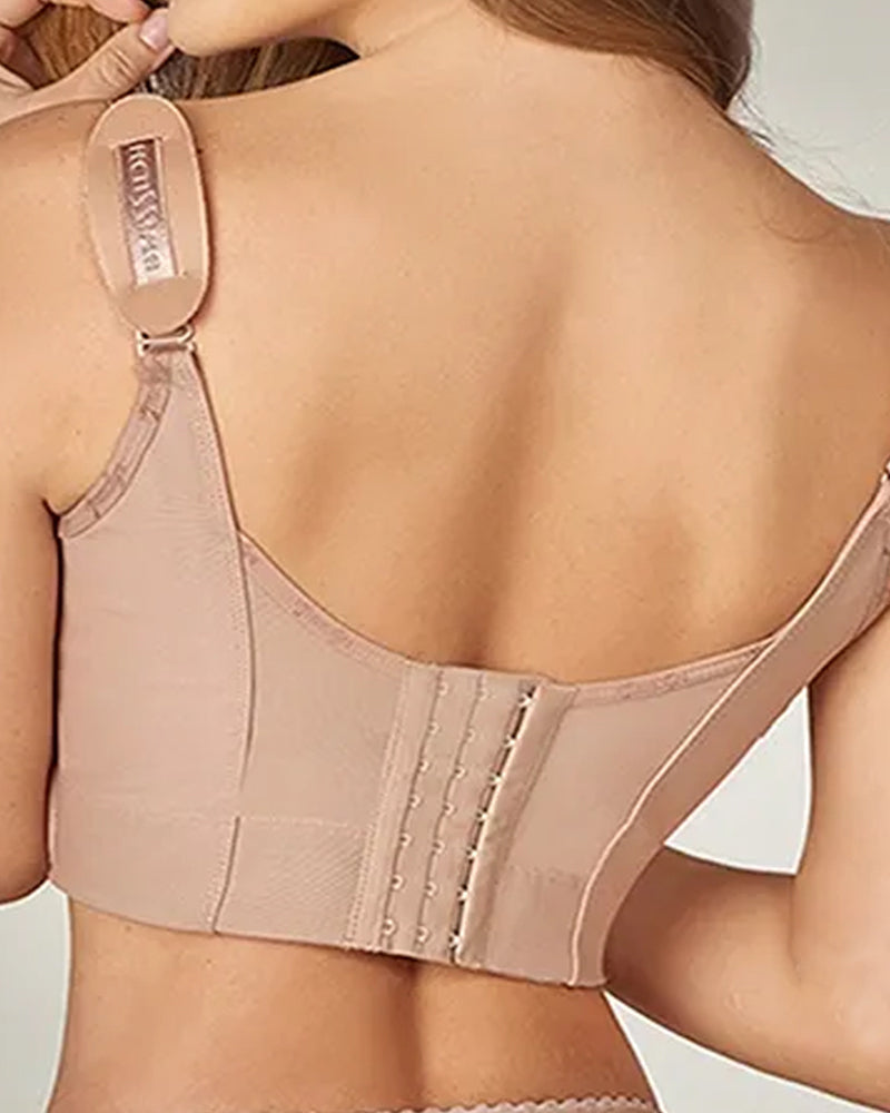 Women Wide Back Underwired Longline Corset Push Up Bras