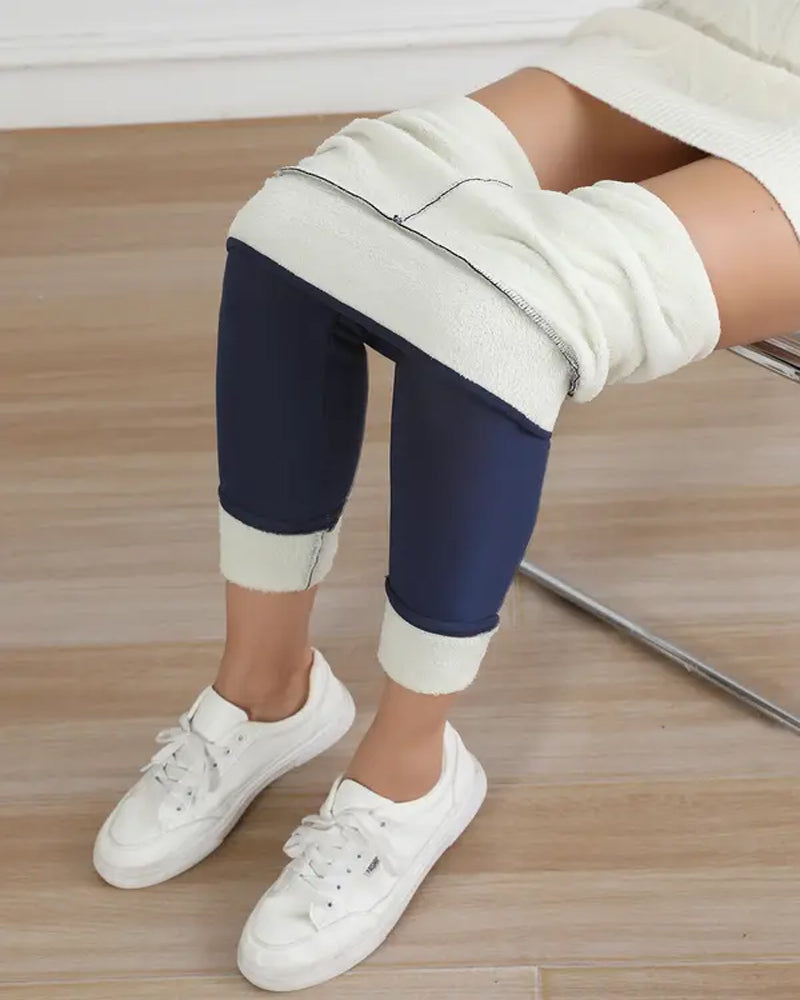 Winter High Waist Elastic Thickened Warm Wool Lined Casual Sports Leggings