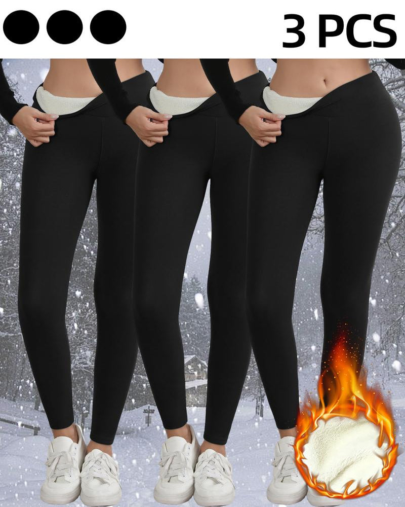 Winter High Waist Elastic Thickened Warm Wool Lined Casual Sports Leggings