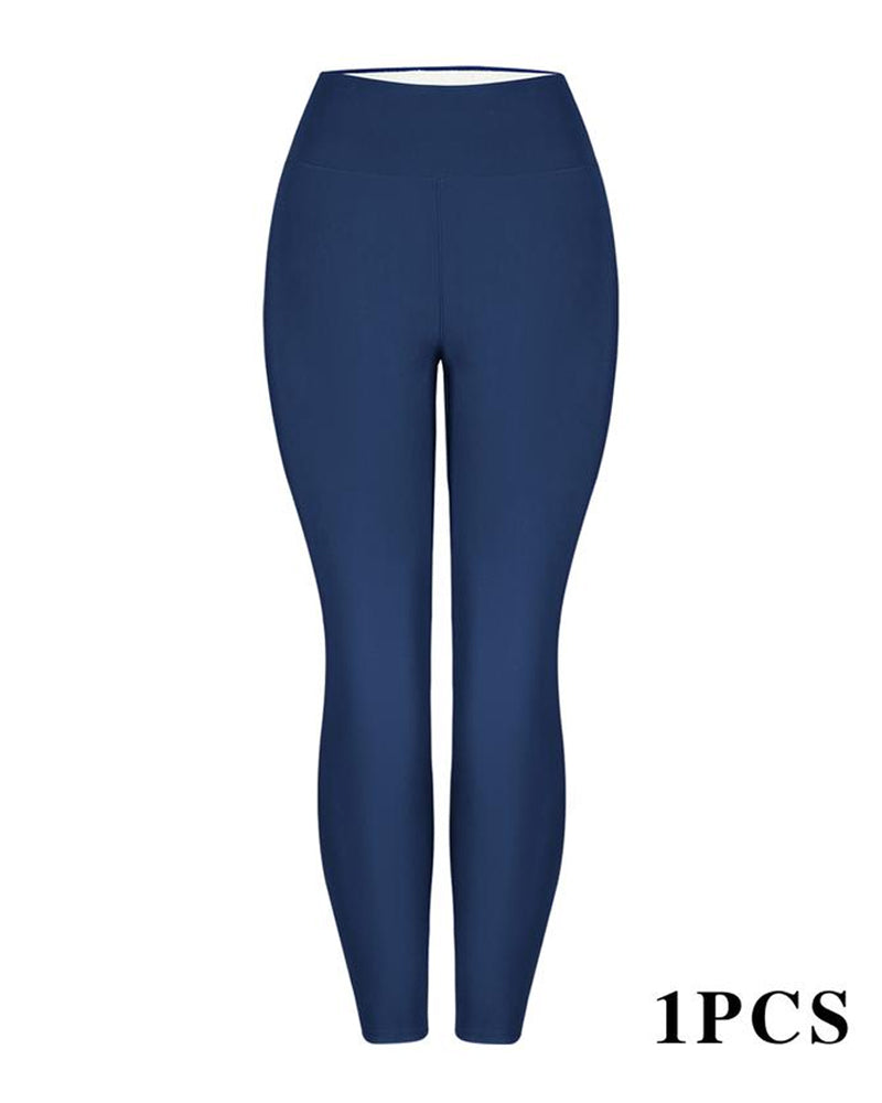 Winter High Waist Elastic Thickened Warm Wool Lined Casual Sports Leggings