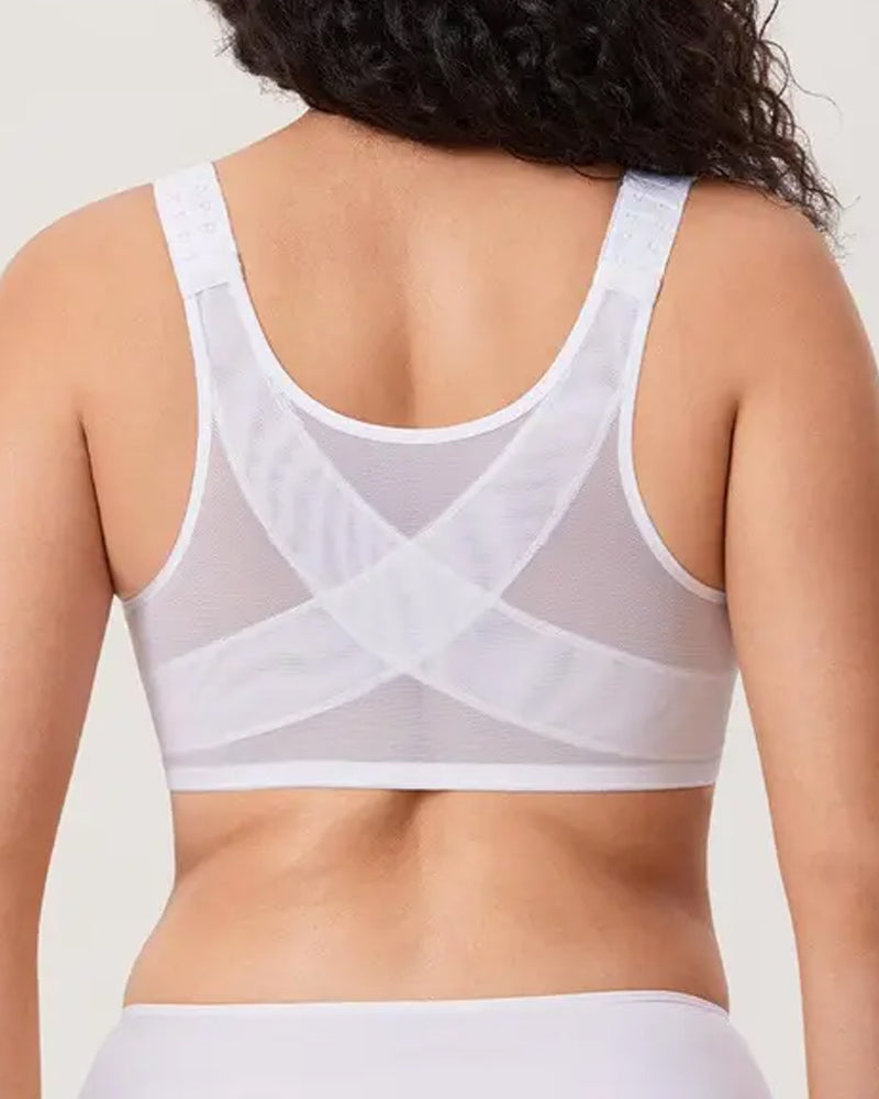 Women's Front Opening Underwired Unlined Back Support Seamless Bra