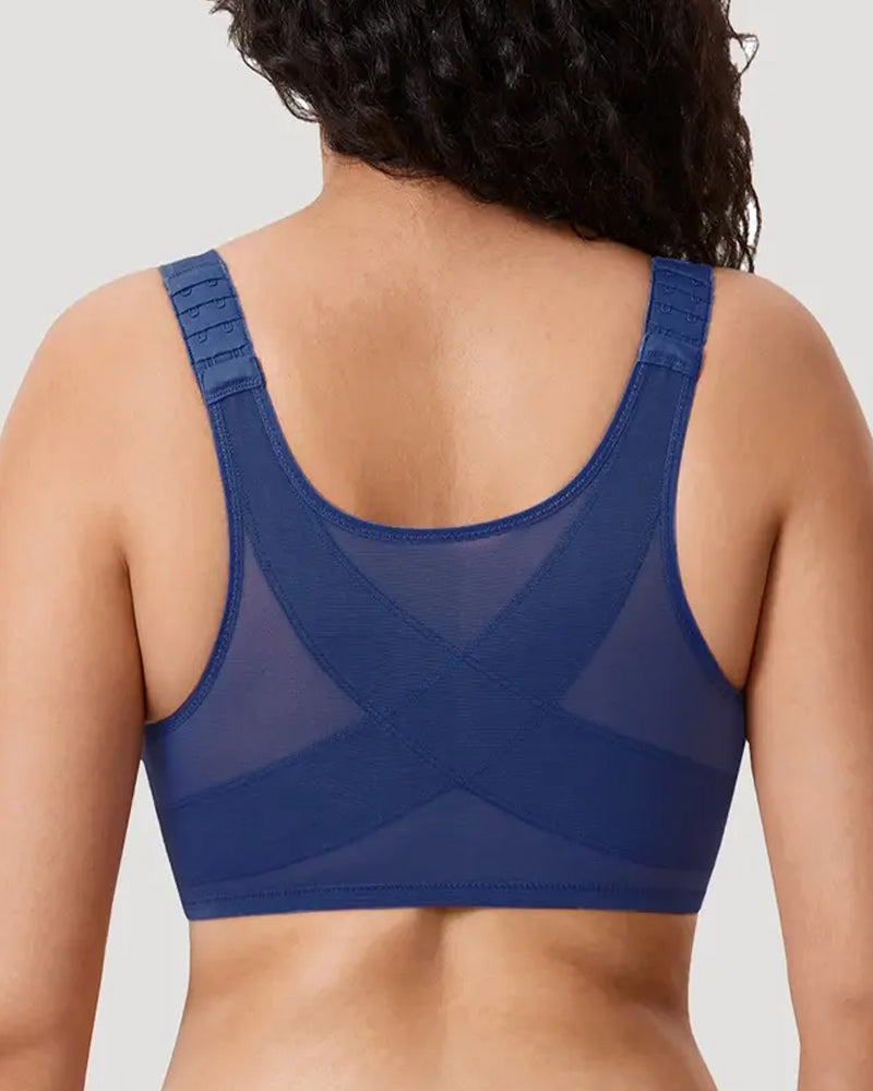 Women's Front Opening Underwired Unlined Back Support Seamless Bra