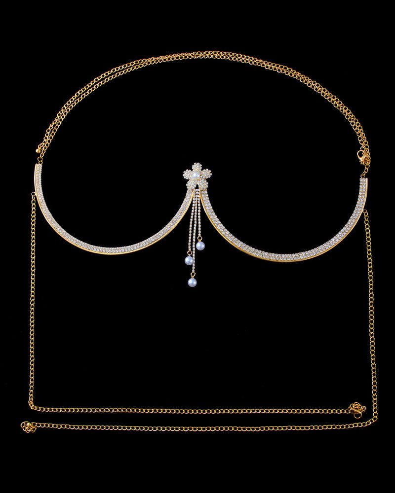 Fashion Sexy Diamond Studded Tassel Bra Necklace