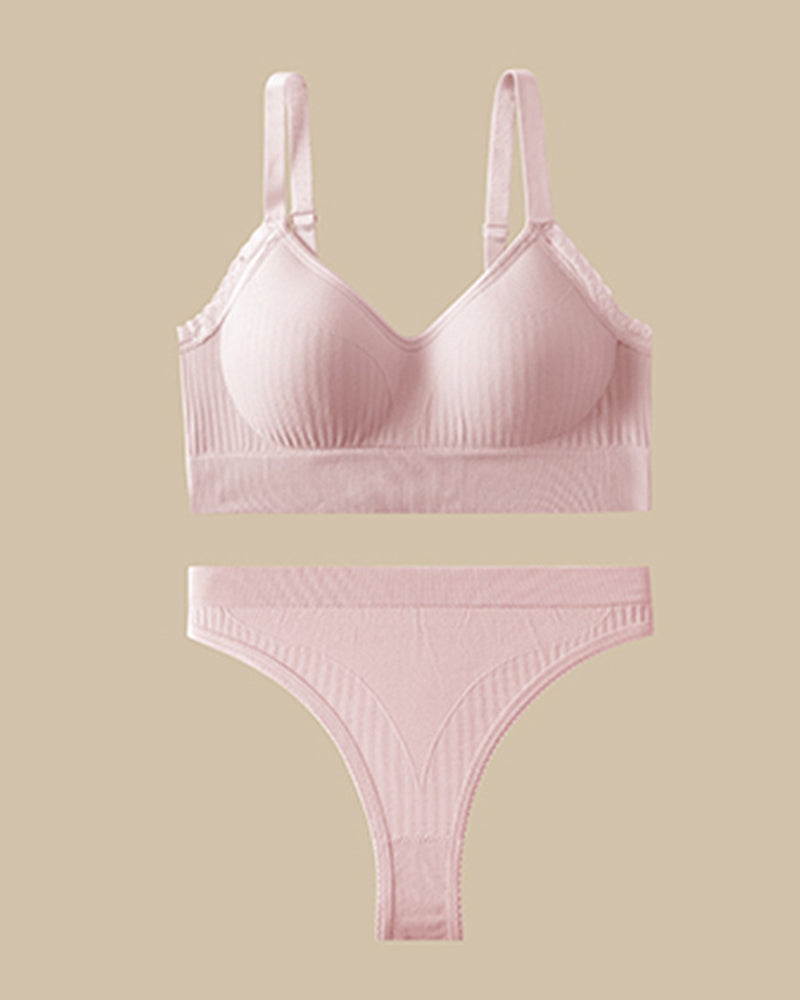 Casual Comfort Lace Wrap Bra Set