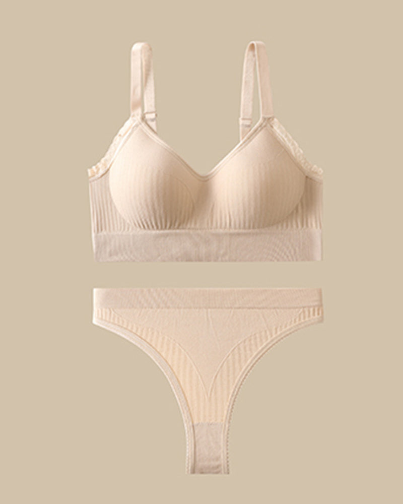 Casual Comfort Lace Wrap Bra Set