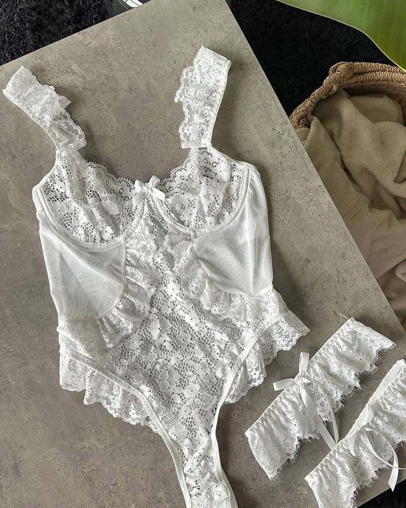 Sexy Lace See-Through Body-Shaping Hollow Bodysuit